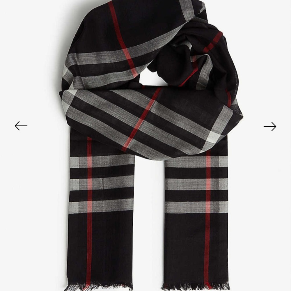 Burberry Scarf, Lightweight Check Wool Silk Scarf, Brand New with Tags in bag